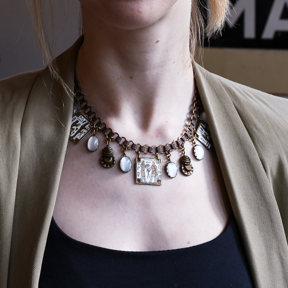 Art Deco Egyptian Revival Fringe Necklace