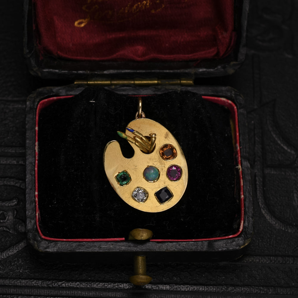Late Victorian Multigem Artist's Palette Pendant