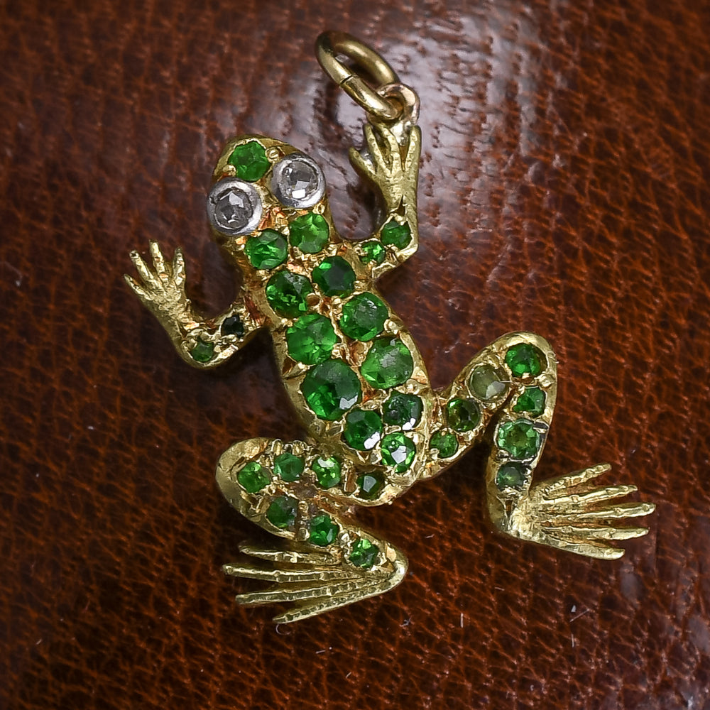 Late Victorian Demantoid Garnet Frog Charm