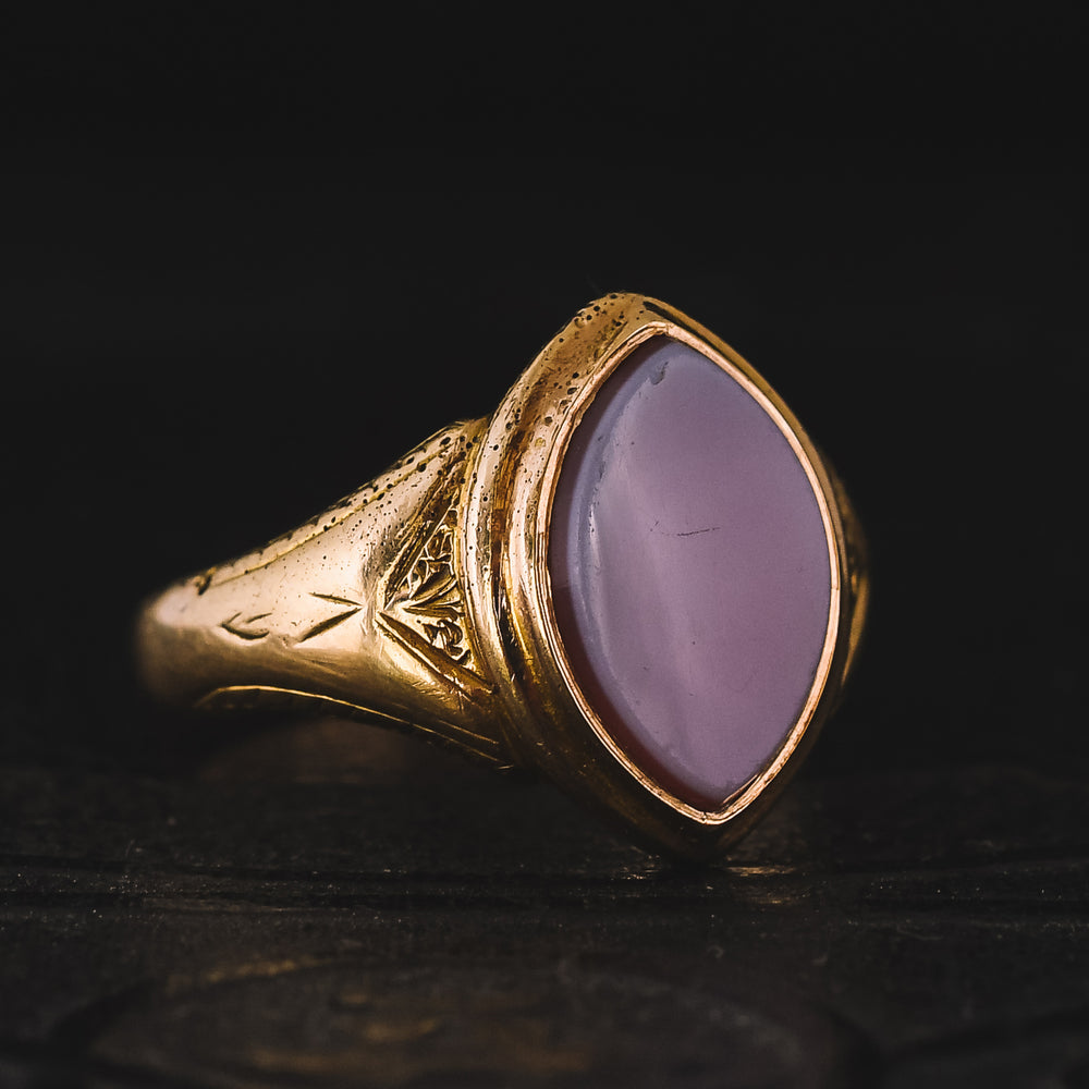 Victorian Sardonyx Navette Signet Ring