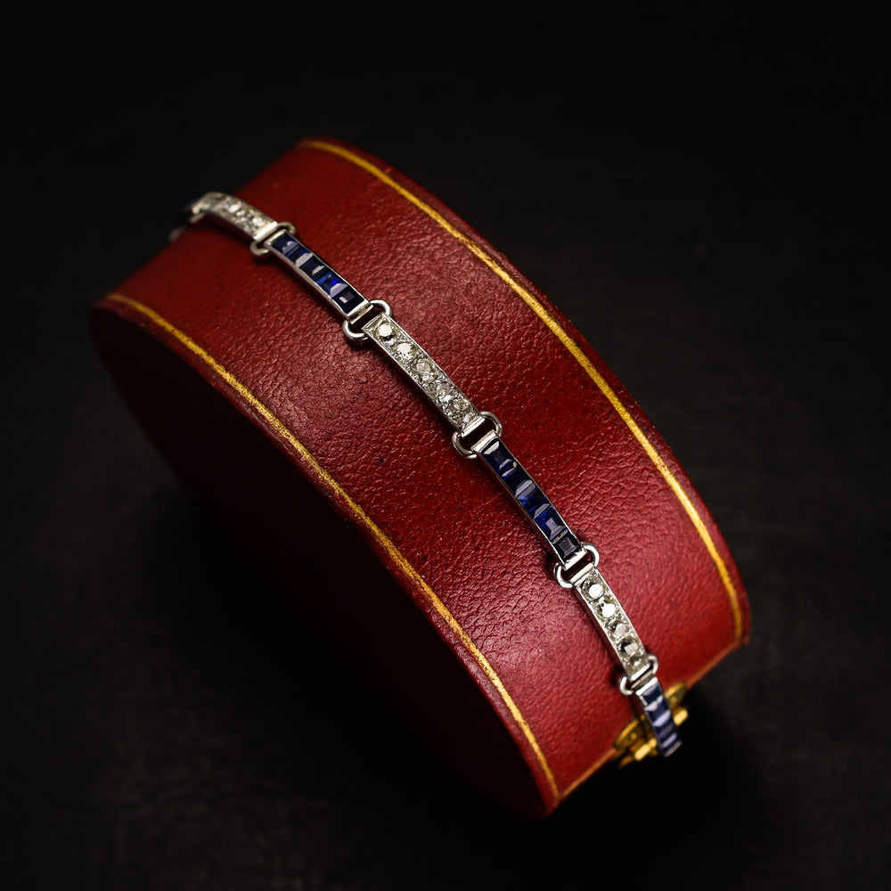 French Art Deco Sapphire & Diamond Bracelet