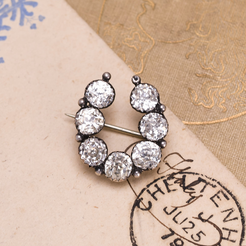 Georgian Old Cut Paste Horseshoe Brooch