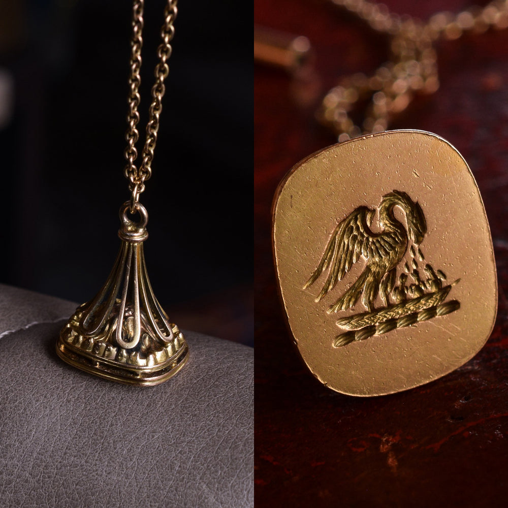 Georgian 15k Gold Swan Intaglio Seal Fob