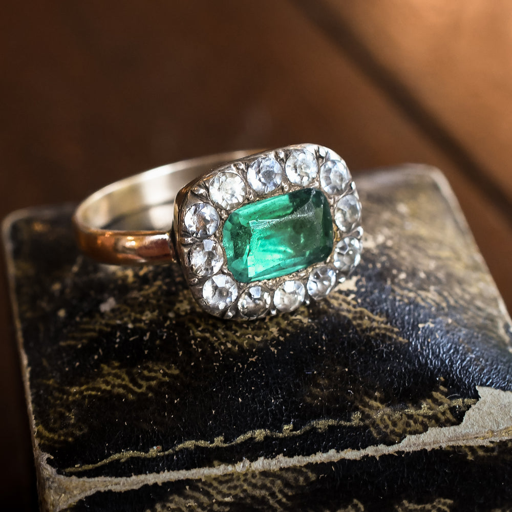 Georgian Emerald Paste Cluster Ring