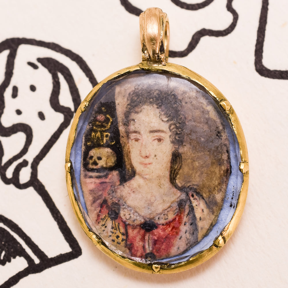 17th Century Queen Mary II Stuart Crystal Memorial Pendant