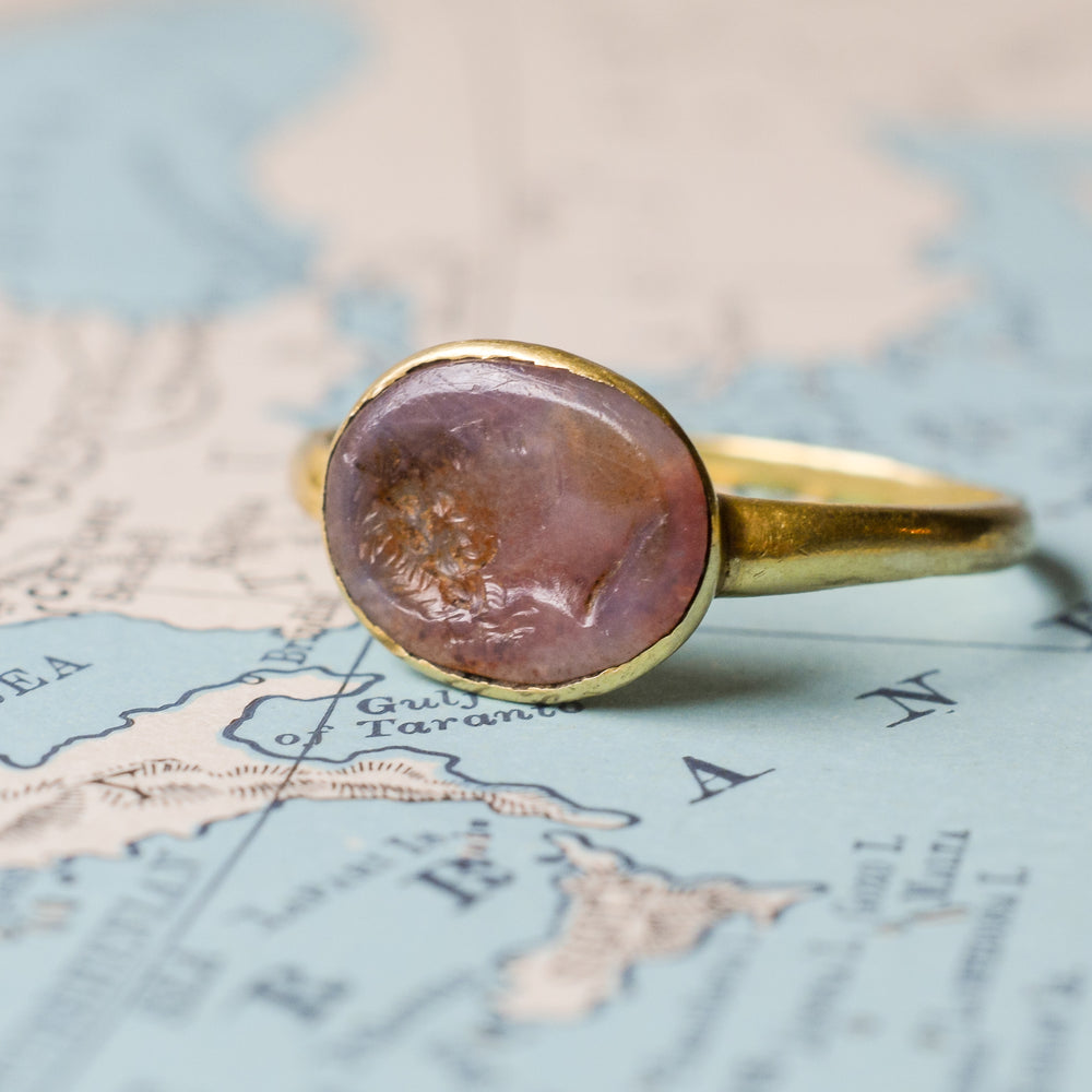 Ancient Roman Emperor Intaglio Signet Ring