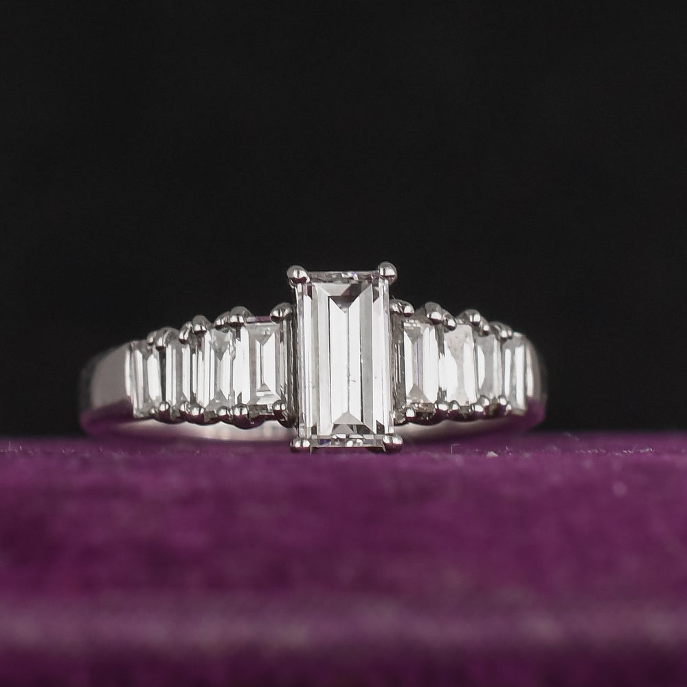 Vintage Baguette Diamond Solitaire Engagement Ring