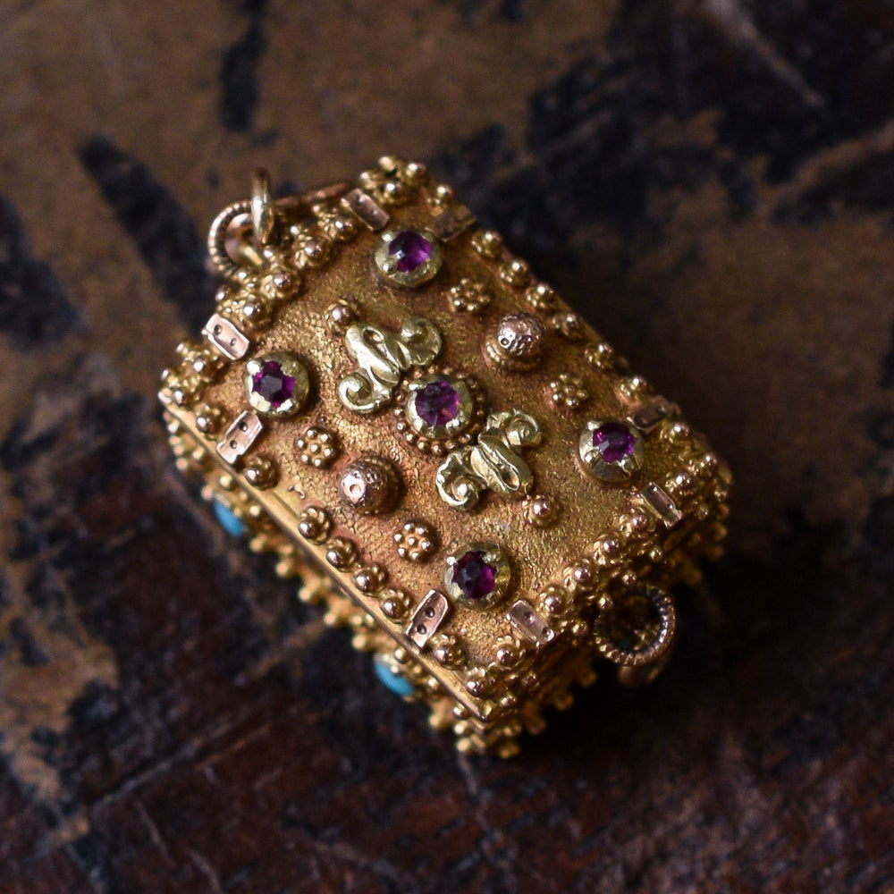 Regency Period Ruby & Turquoise Treasure Chest Locket