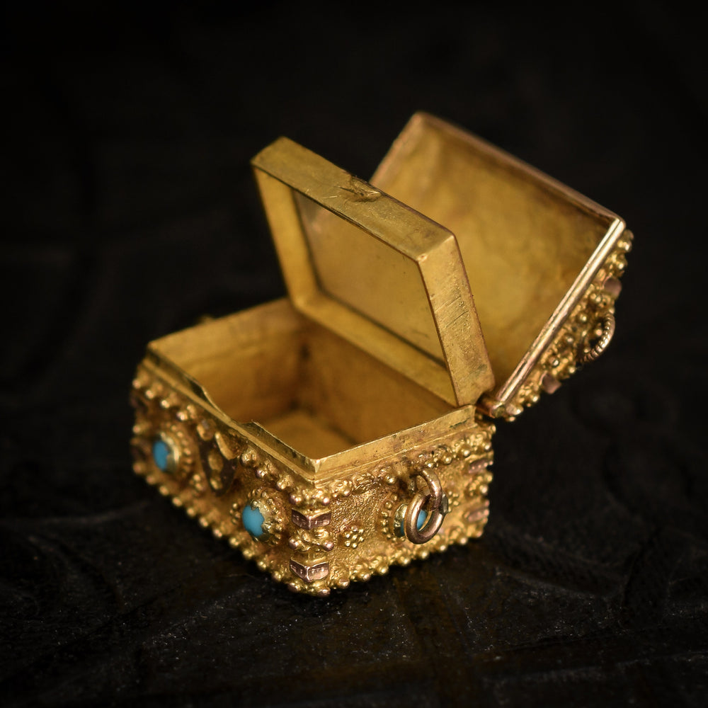 Regency Period Ruby & Turquoise Treasure Chest Locket