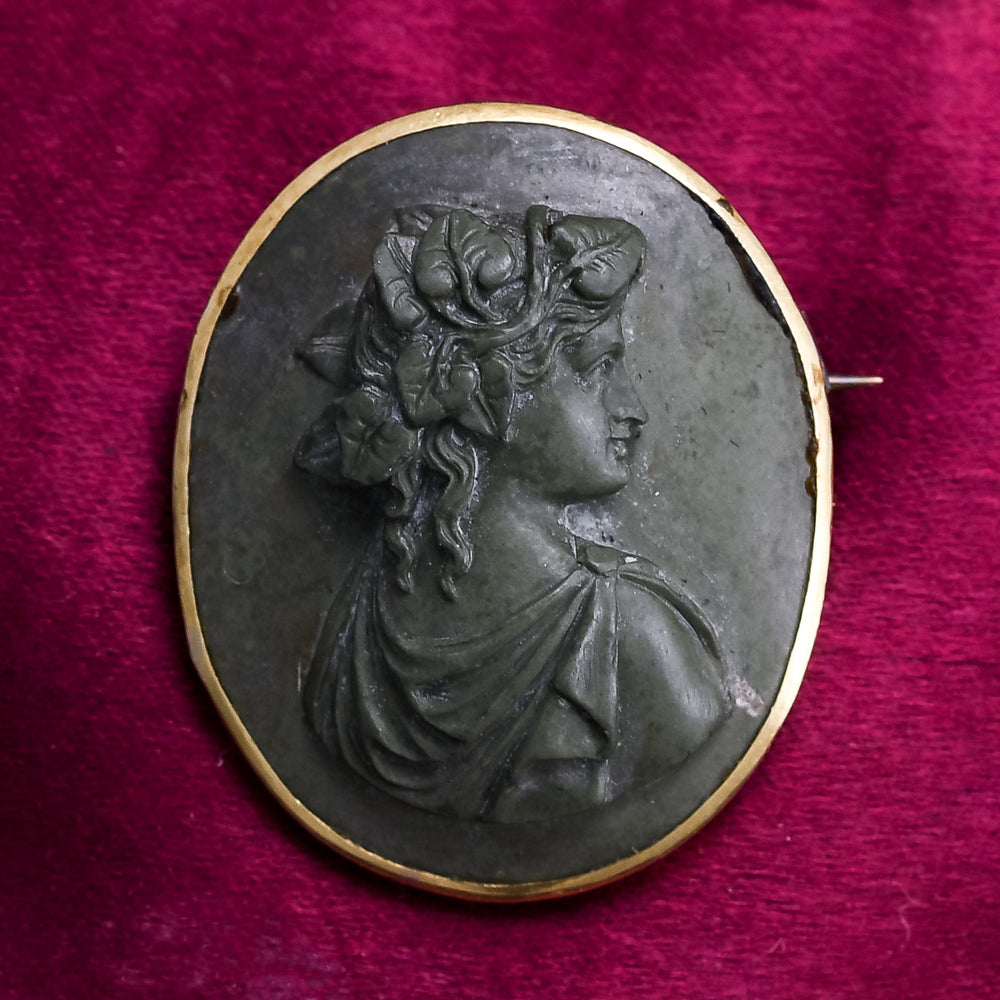 Georgian Baccante Lava Cameo Brooch