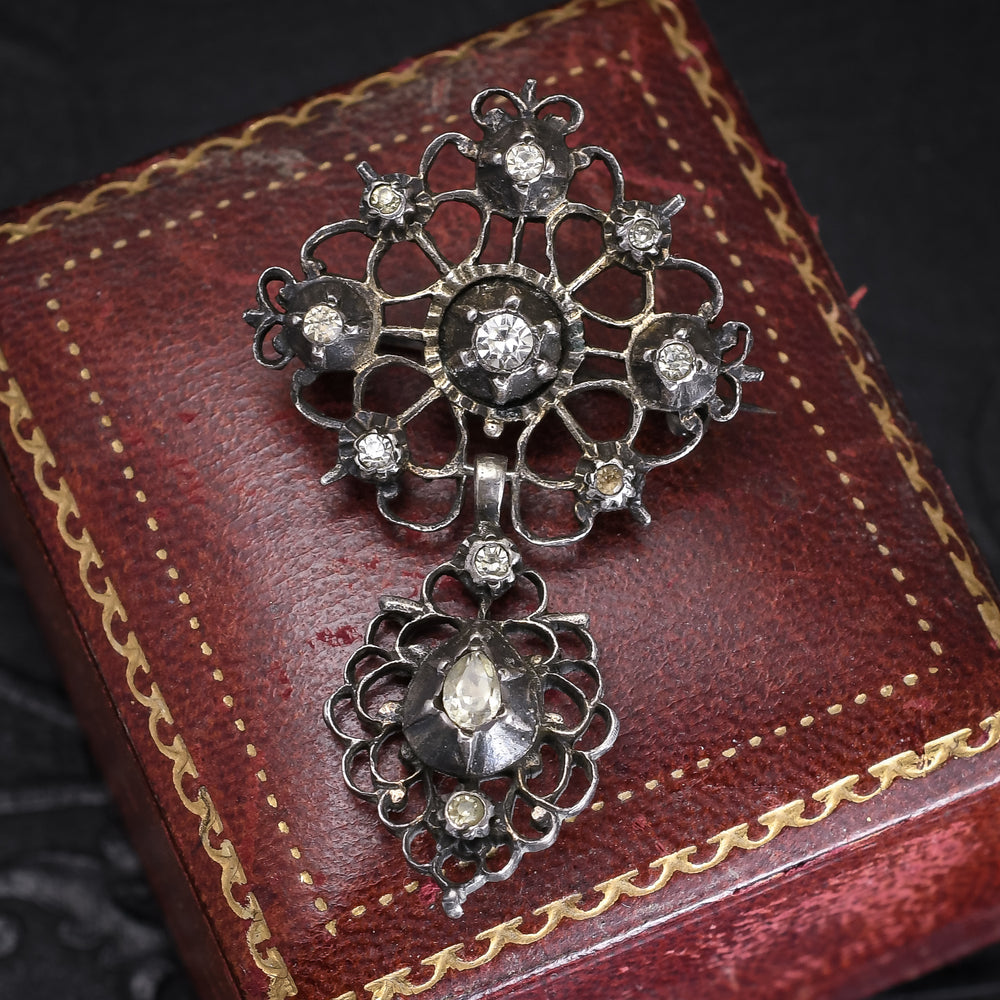 Georgian White Paste Filigree Brooch