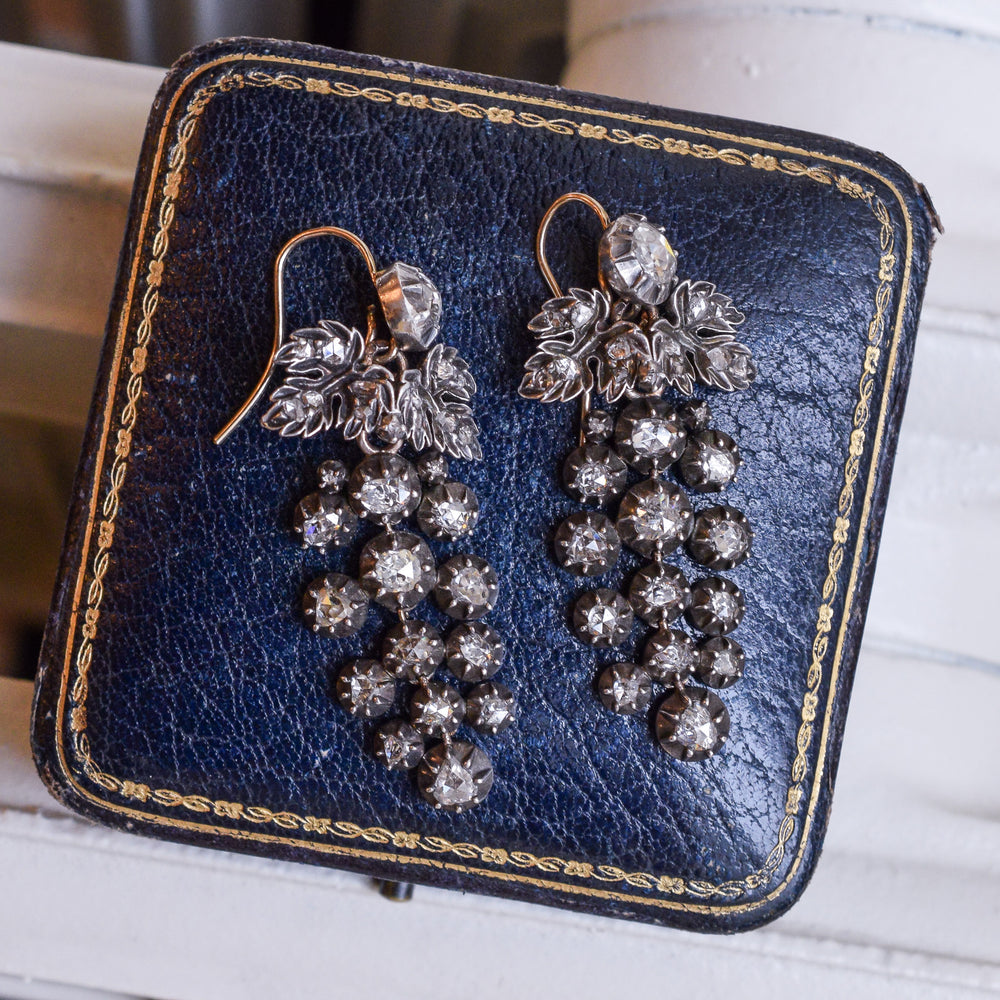 Georgian Rose Cut Diamond Day & Night Earrings