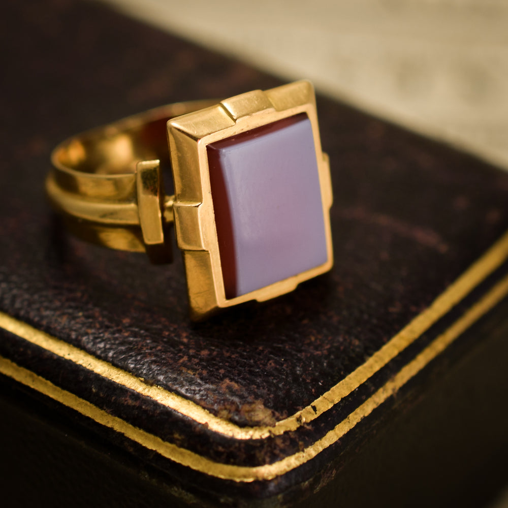 Late Victorian Angular Sardonyx Signet Ring