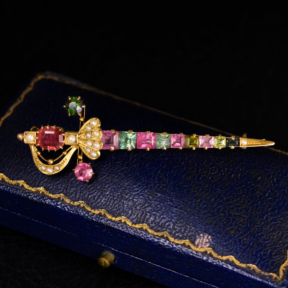 Victorian Harlequin Sword Brooch