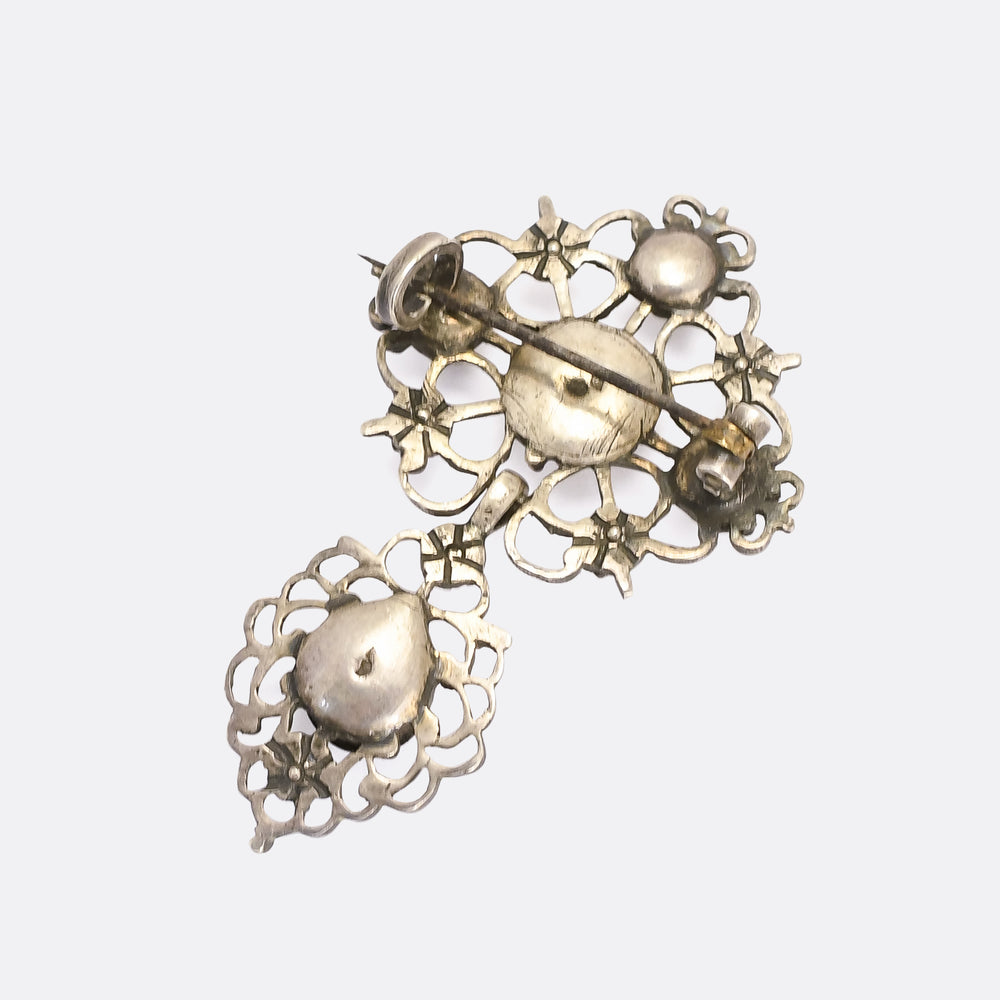 Georgian White Paste Filigree Brooch