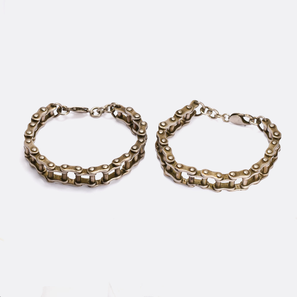 Two Sterling Silver Bike Chain Bracelets