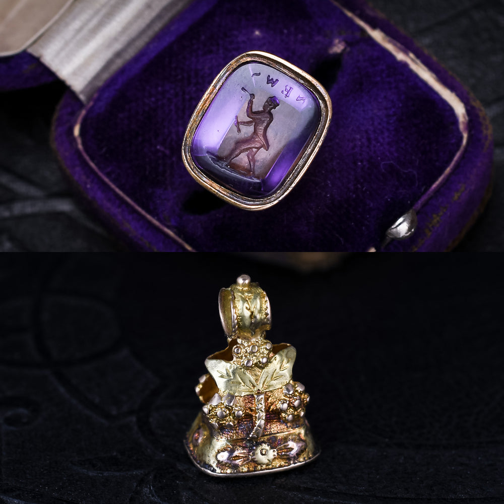 Georgian Amethyst NEWS Intaglio Seal Fob Pendant