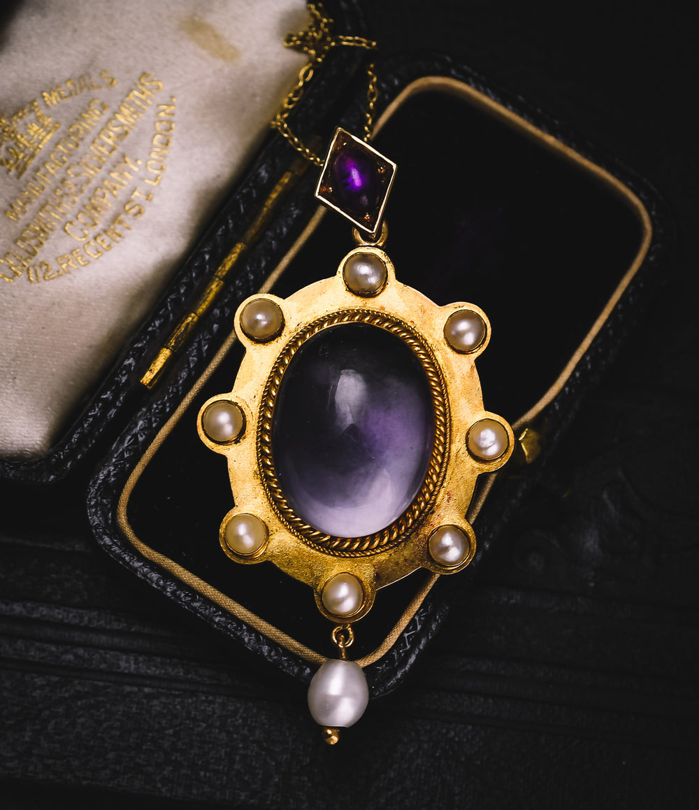 Victorian Rock Crystal & Pearl Pool Of Light Locket