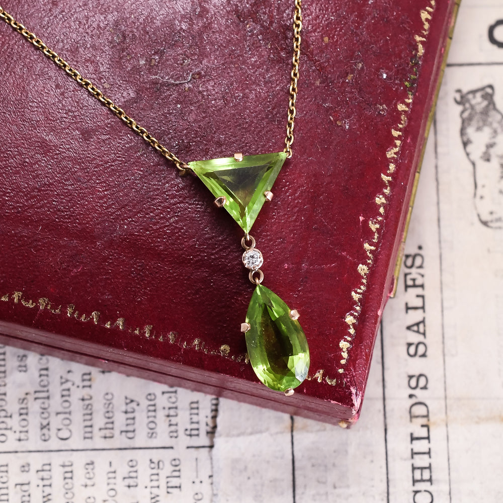 Art Deco Peridot & Diamond Necklace