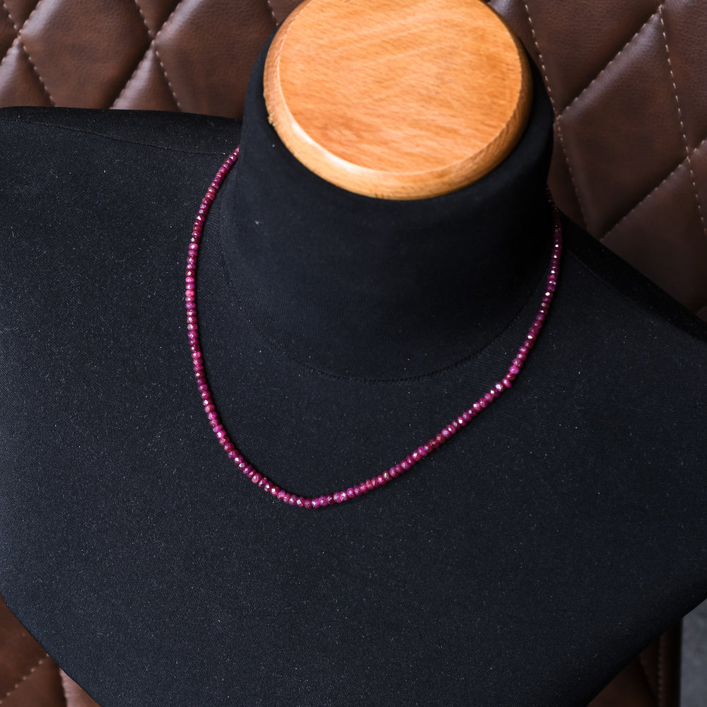 Vintage Ruby Bead Necklace