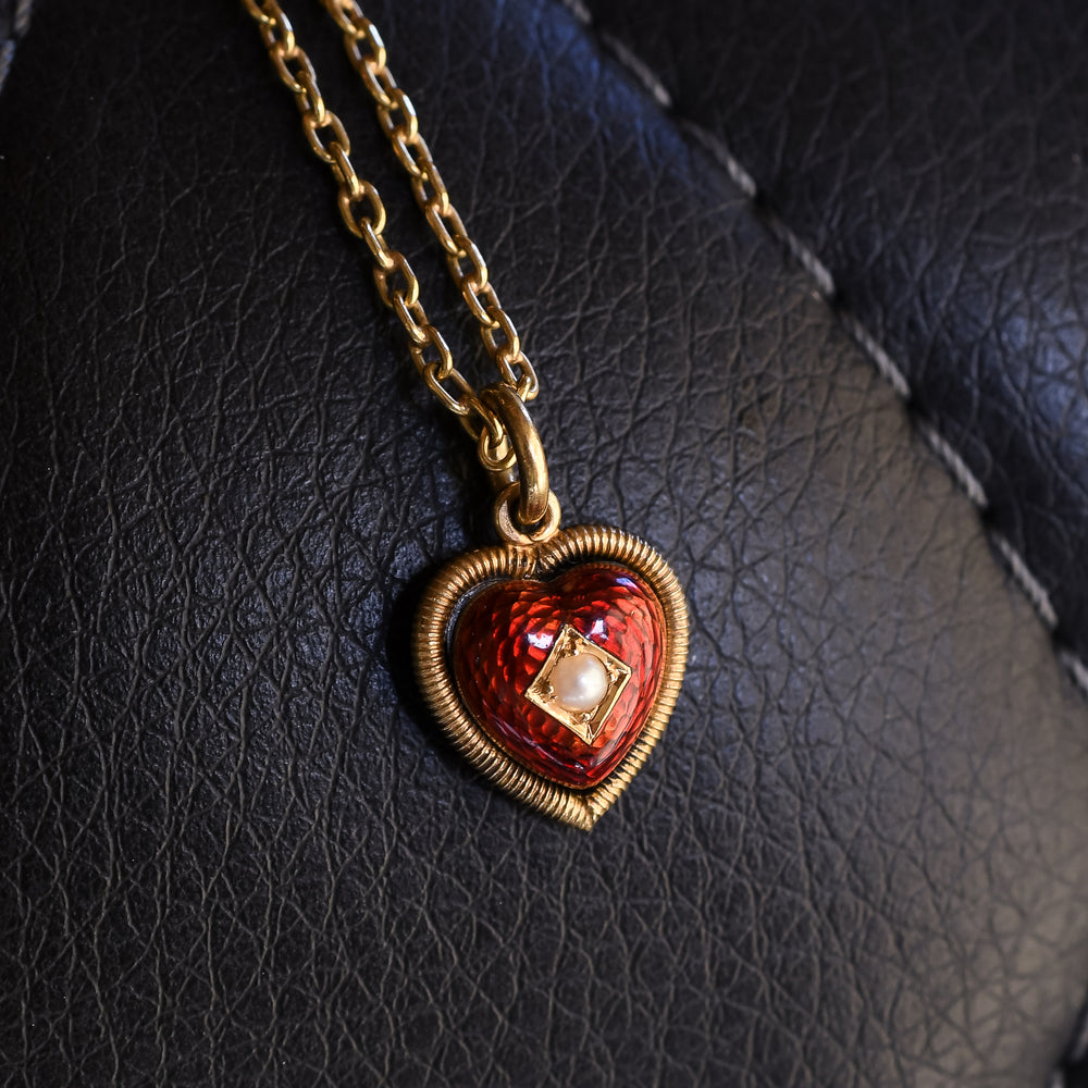 Victorian Pearl & Enamel Heart Locket