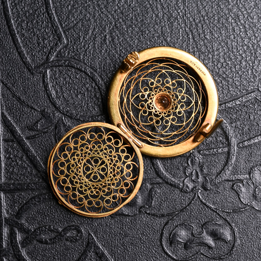 1940s Tiffany & Co. Padparadscha Filigree Brooch