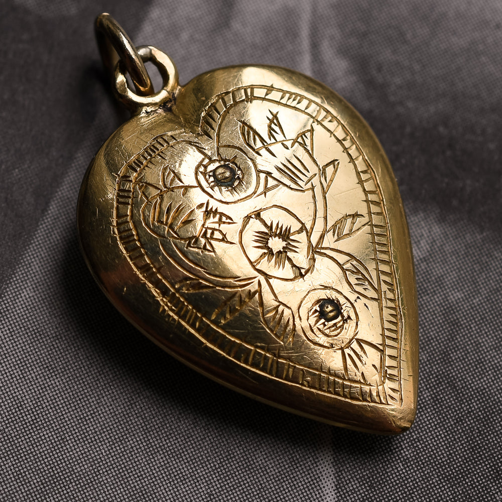 Early Georgian Rose Diamond Heart Pendant