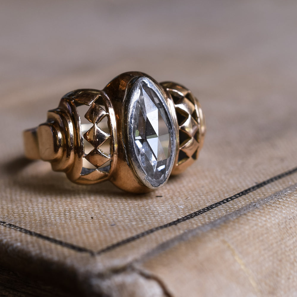 1940s Retro Marquise Diamond Solitaire Ring