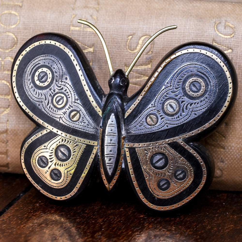 Mid Victorian Pique Butterfly Brooch