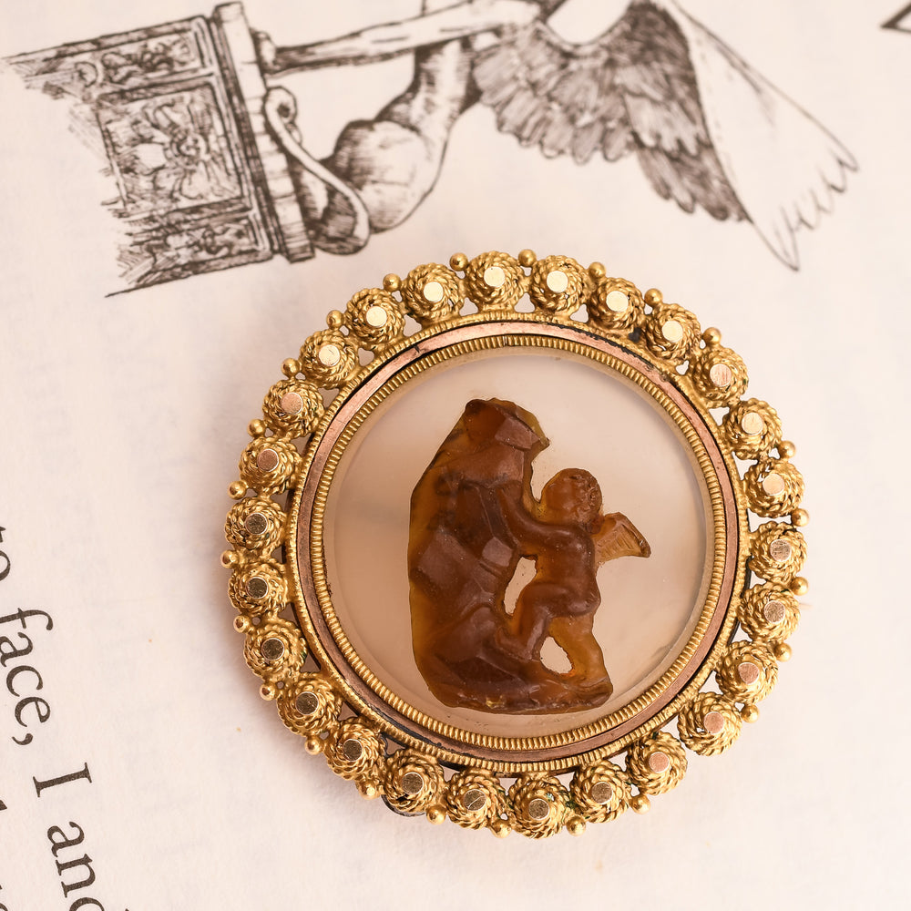Etruscan Revival The Struggle For True Love Cameo Brooch