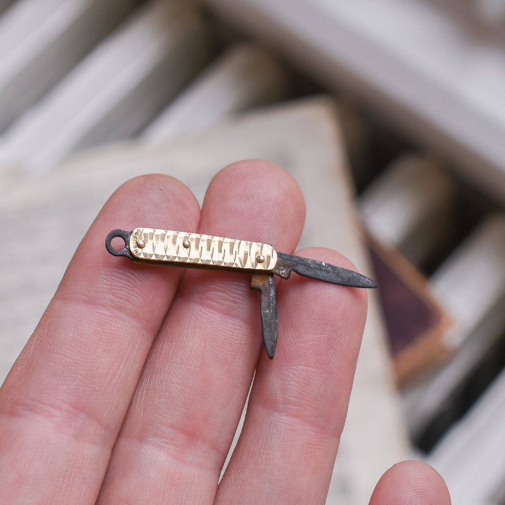 Vintage Miniature Gold Pocket Knife Charm