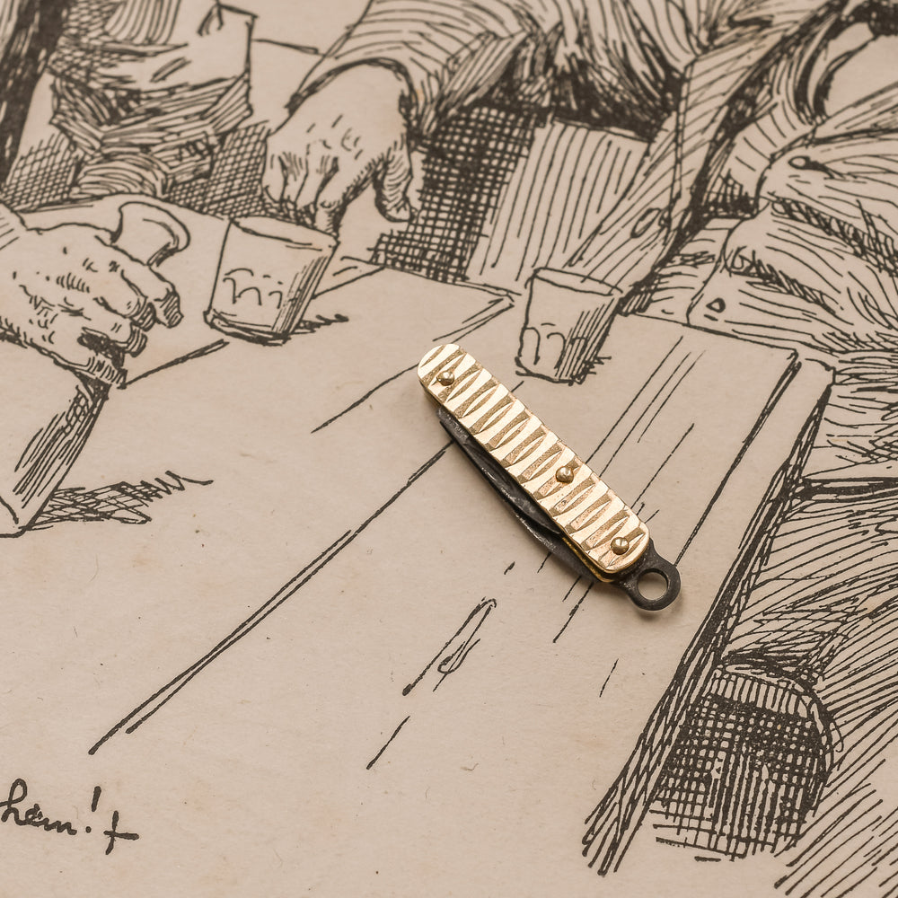 Vintage Miniature Gold Pocket Knife Charm