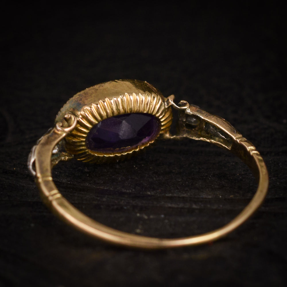 Georgian Amethyst & Diamond Solitaire Ring