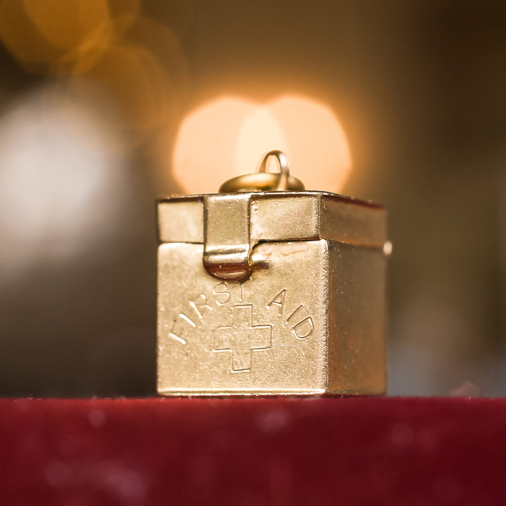 1960s Gold First Aid Box Charm