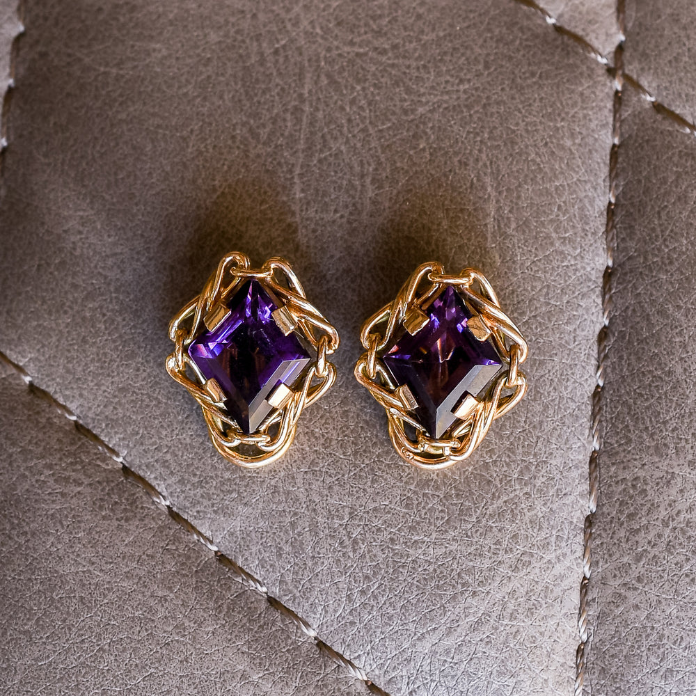 Victorian Amethyst Twist Earrings