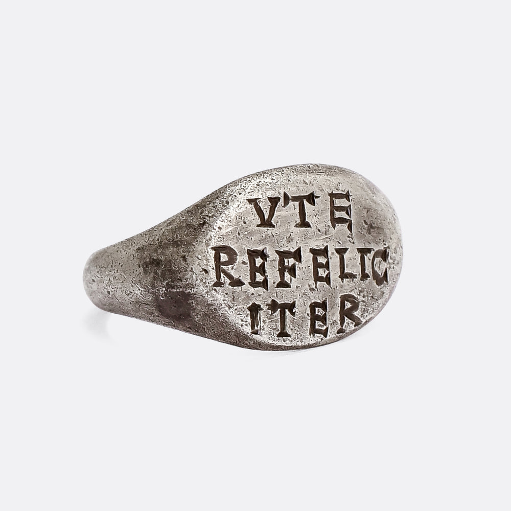 Ancient Roman UTERE FILICITER Silver Signet Ring