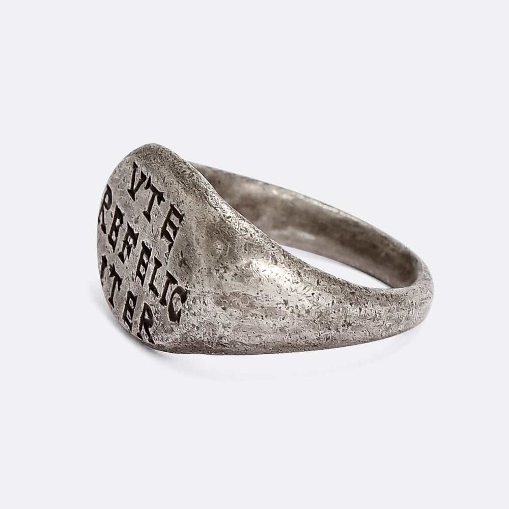 Ancient Roman UTERE FILICITER Silver Signet Ring