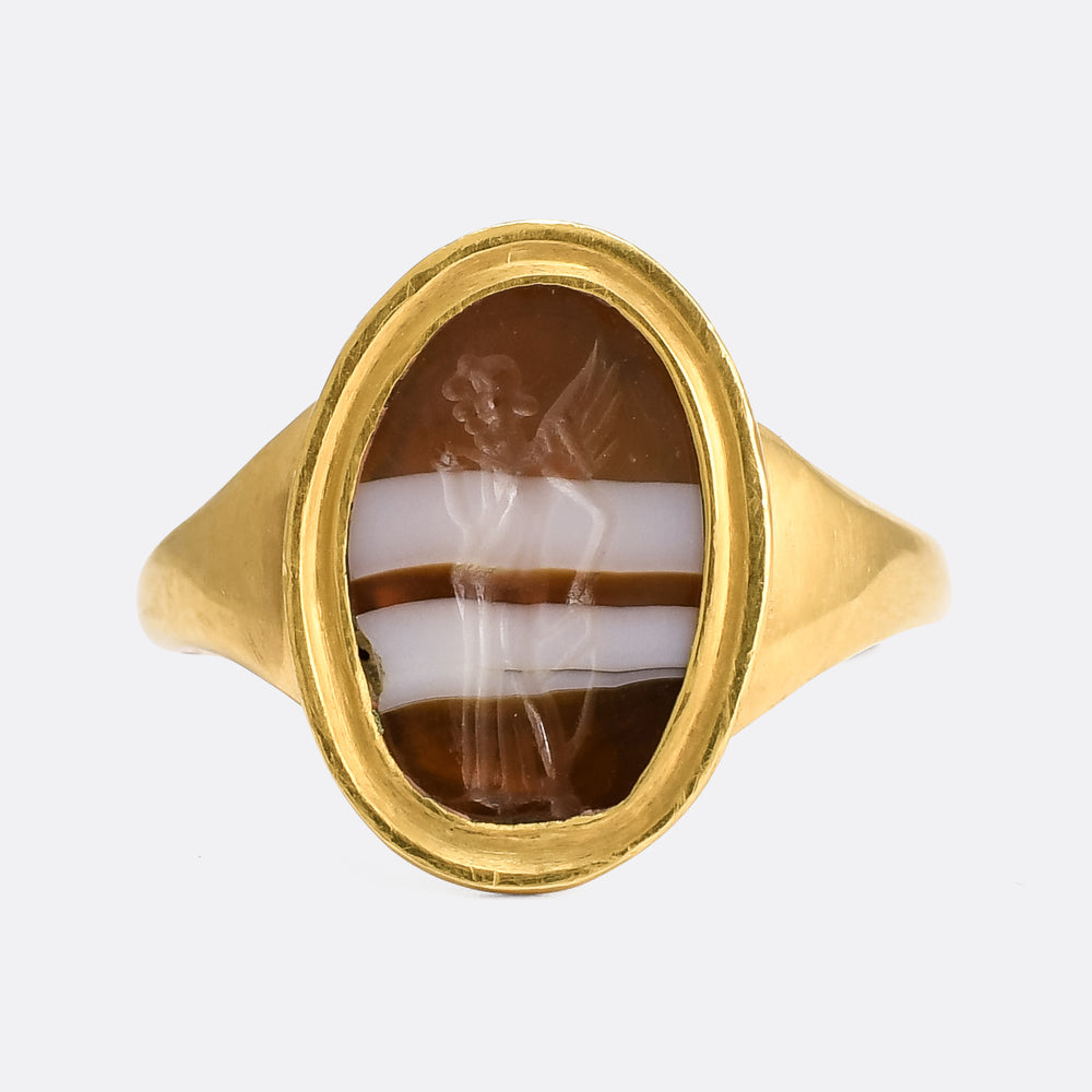 Ancient Roman Winged Victory Intaglio Signet Ring