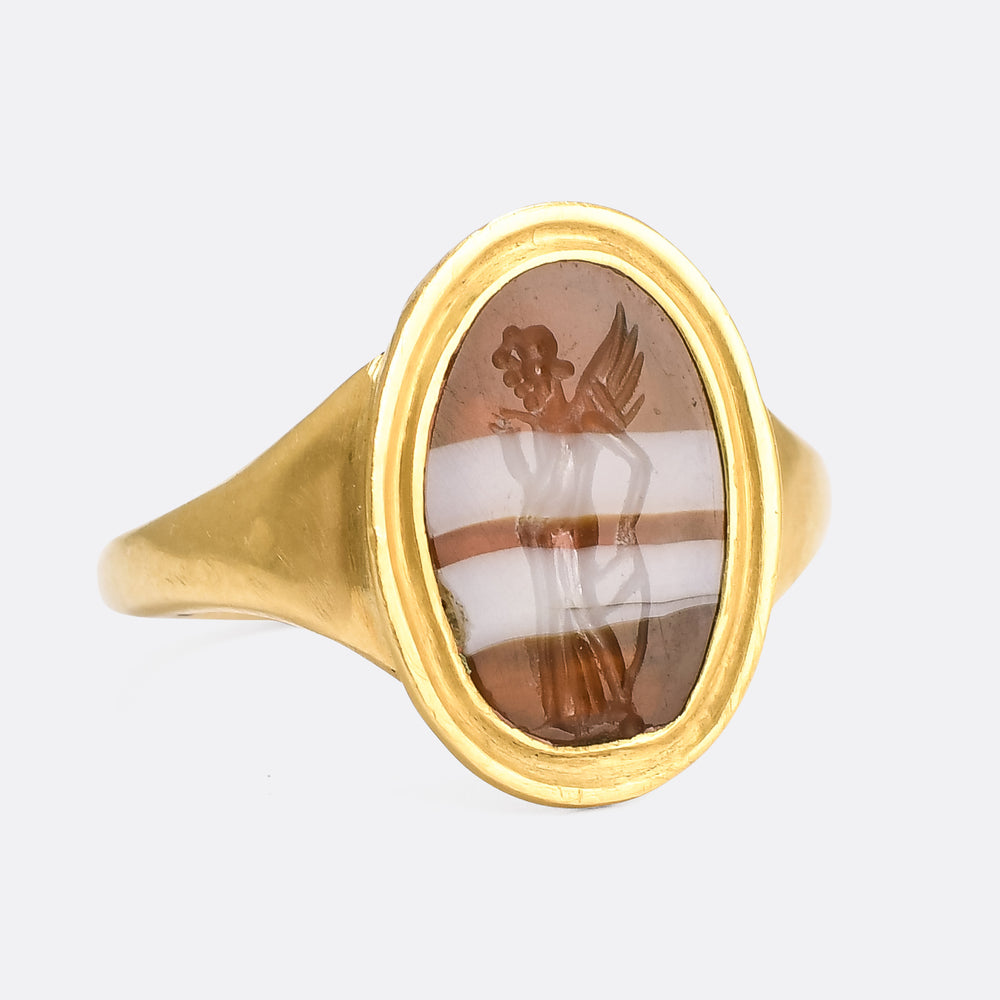 Ancient Roman Winged Victory Intaglio Signet Ring