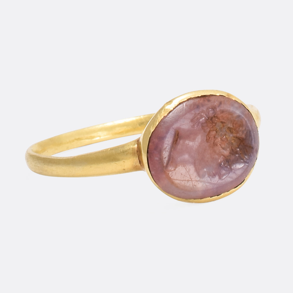 Ancient Roman Emperor Intaglio Signet Ring