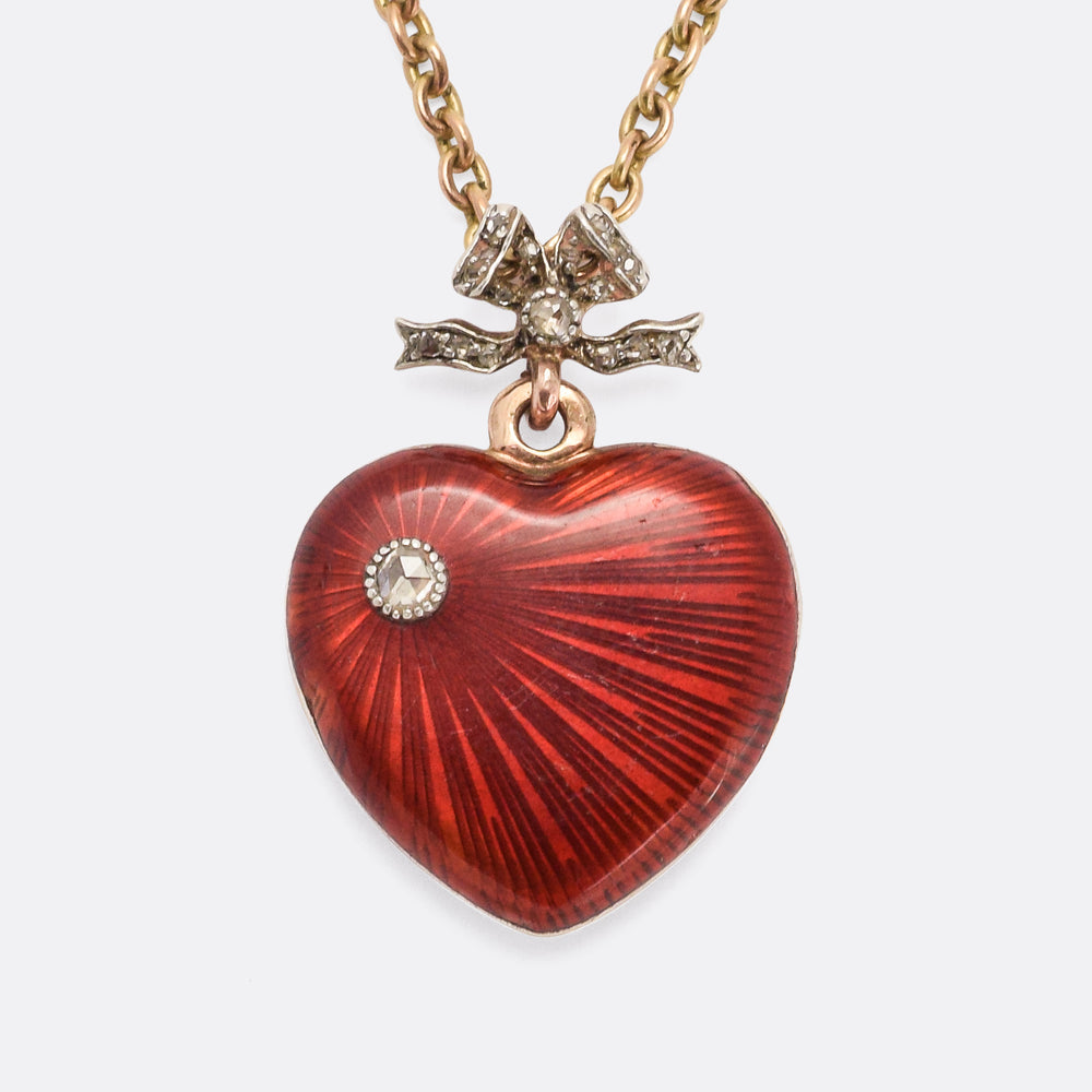 Antique Fabergé Red Enamel Heart Locket