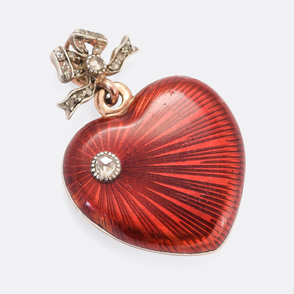 Antique Fabergé Red Enamel Heart Locket