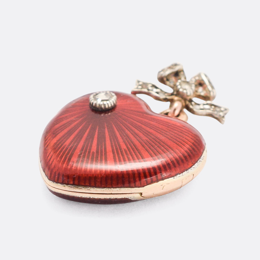 Antique Fabergé Red Enamel Heart Locket