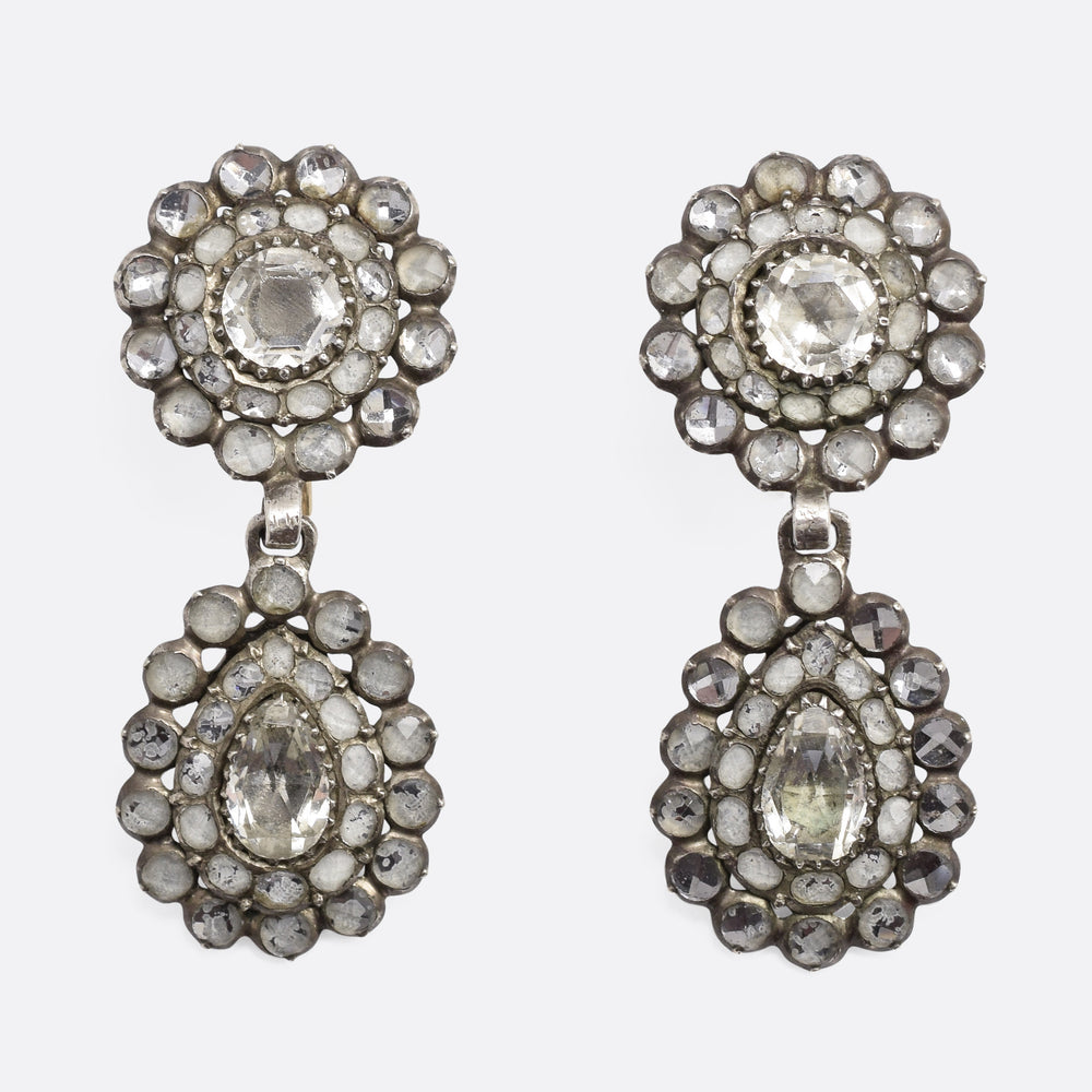 Antique Georgian Vauxhall Glass Cluster Earrings