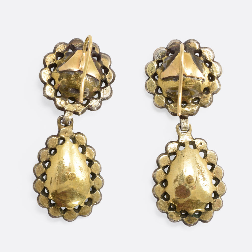 Antique Georgian Vauxhall Glass Cluster Earrings