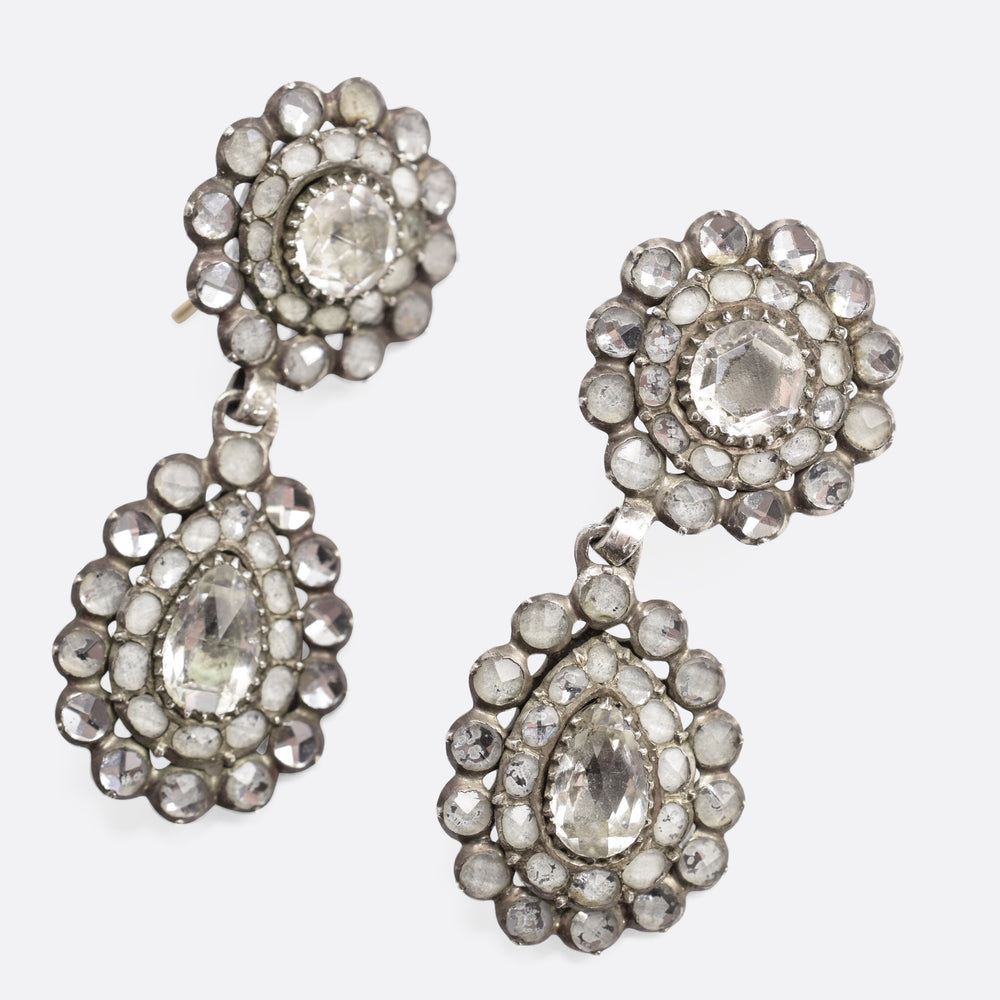 Antique Georgian Vauxhall Glass Cluster Earrings