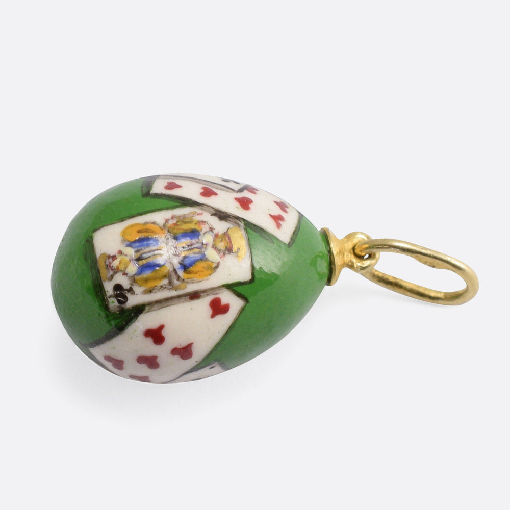 Antique Playing Cards Russian Miniature Egg Pendant
