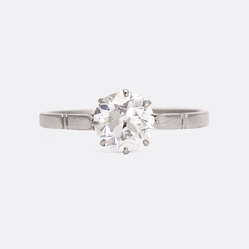 Art Deco 1.72ct Transitional Cut Diamond Solitaire Ring