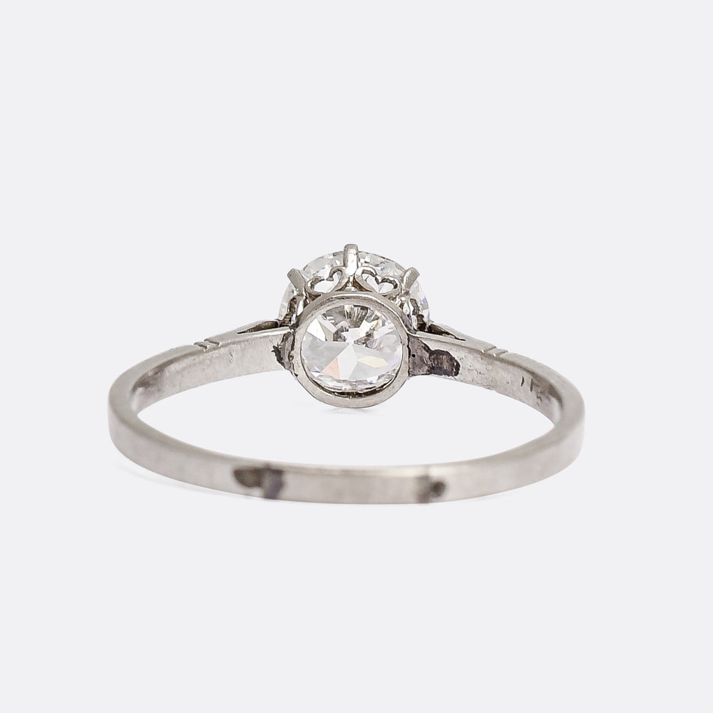 Art Deco 1.72ct Transitional Cut Diamond Solitaire Ring