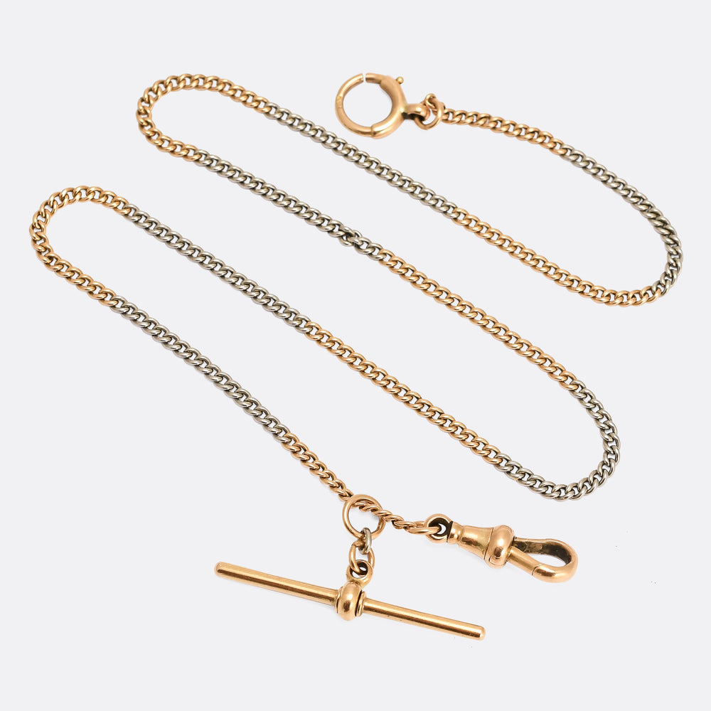 Art Deco 18k Gold & Platinum Curb Link Necklace